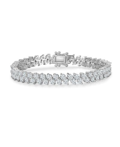 Genevive Cubic Zirconia Cluster Link Tennis Bracelet