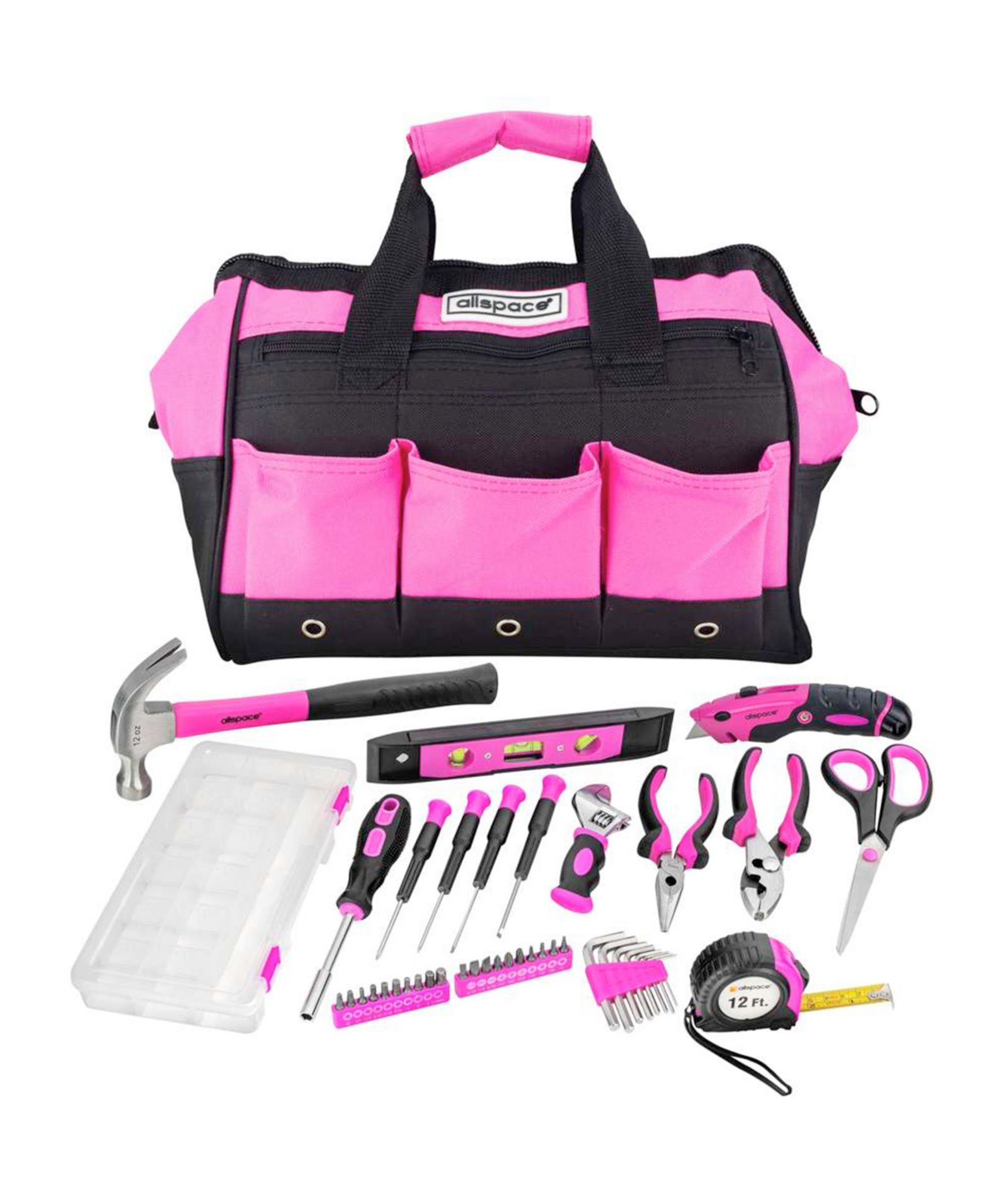 Allspace 43 Piece Essential Tool Set with Pink Bag and Hand Tools