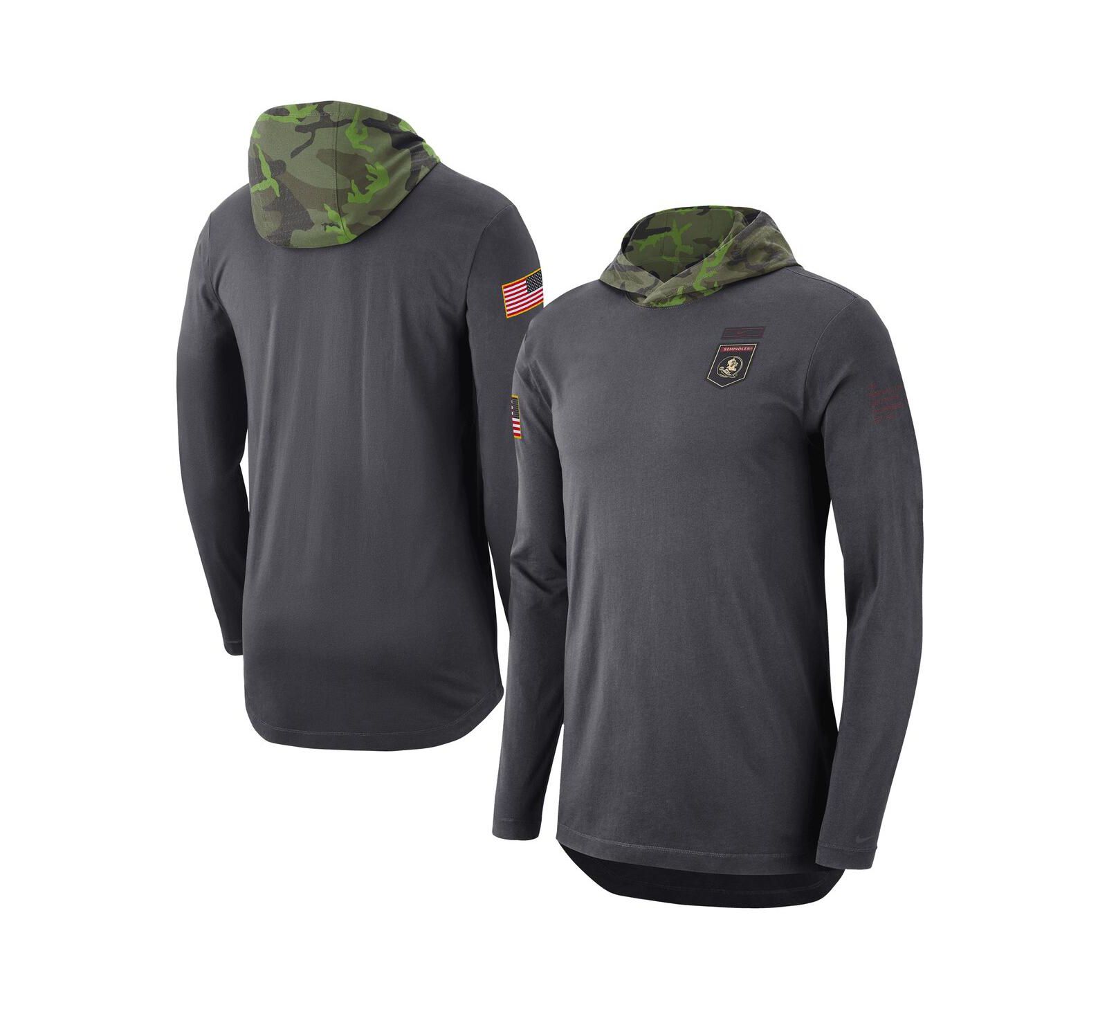 Мужское худи Nike Anthracite Florida State Seminoles Military-Inspired с длинным рукавом