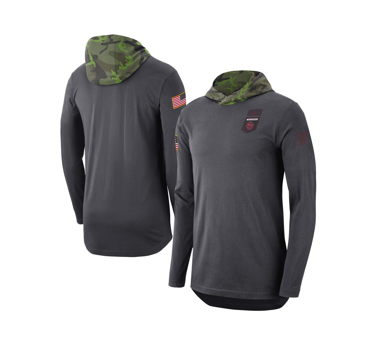 Men's Jordan Anthracite Oklahoma Sooners Military-Inspired Long Sleeve Hoodie T-shirt