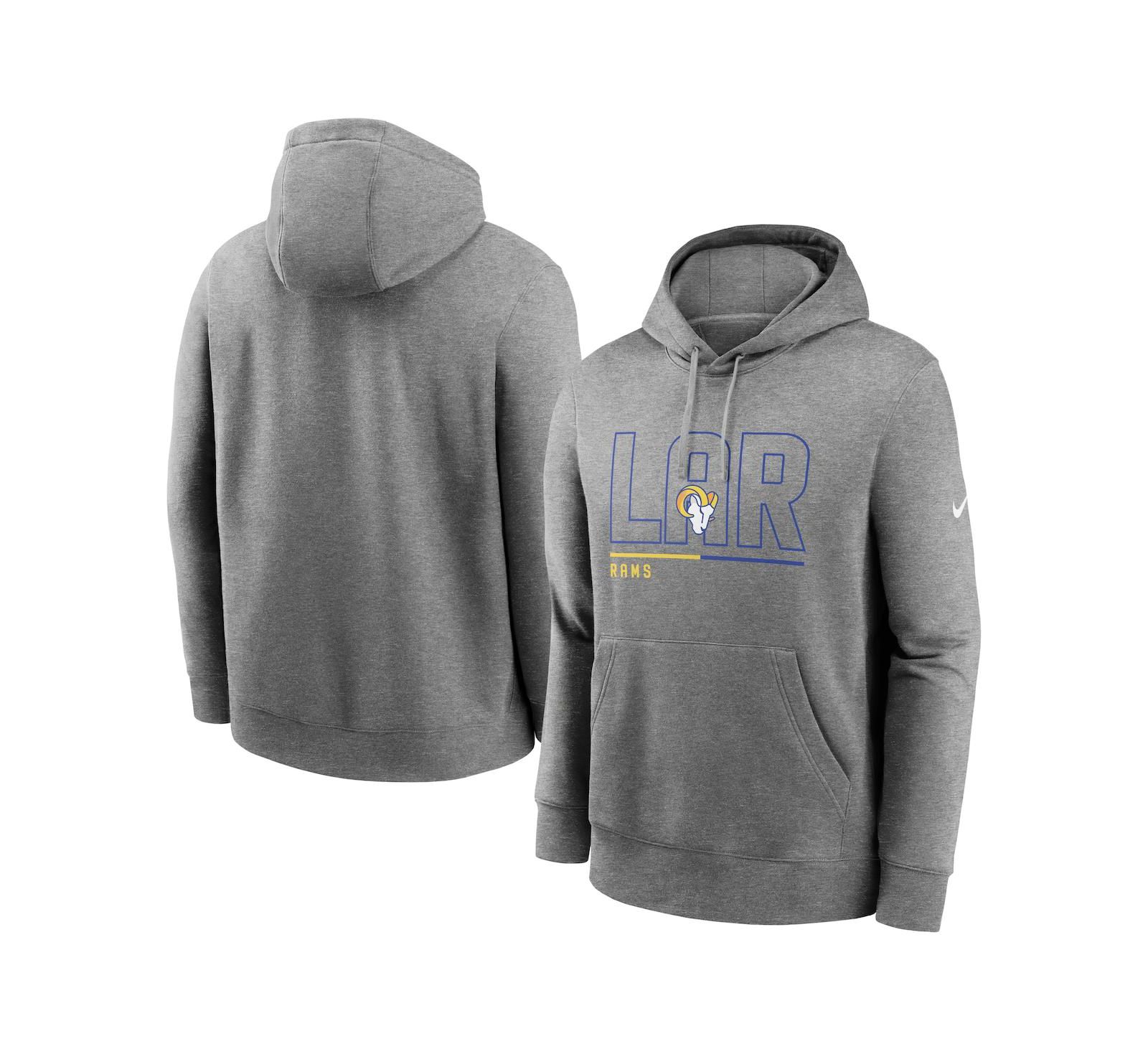 Men's Nike Heathered Gray Los Angeles Rams City Code Club Fleece Pullover Hoodie