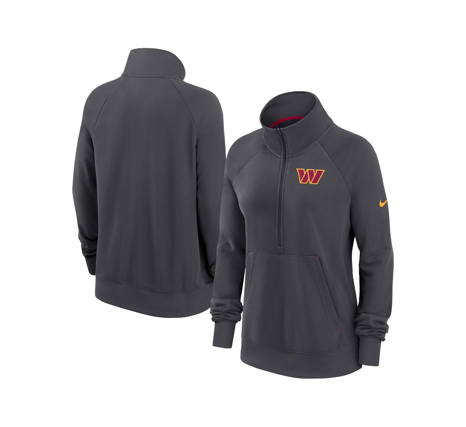 Женская толстовка Nike Charcoal Washington Commanders Premium Raglan Half-Zip