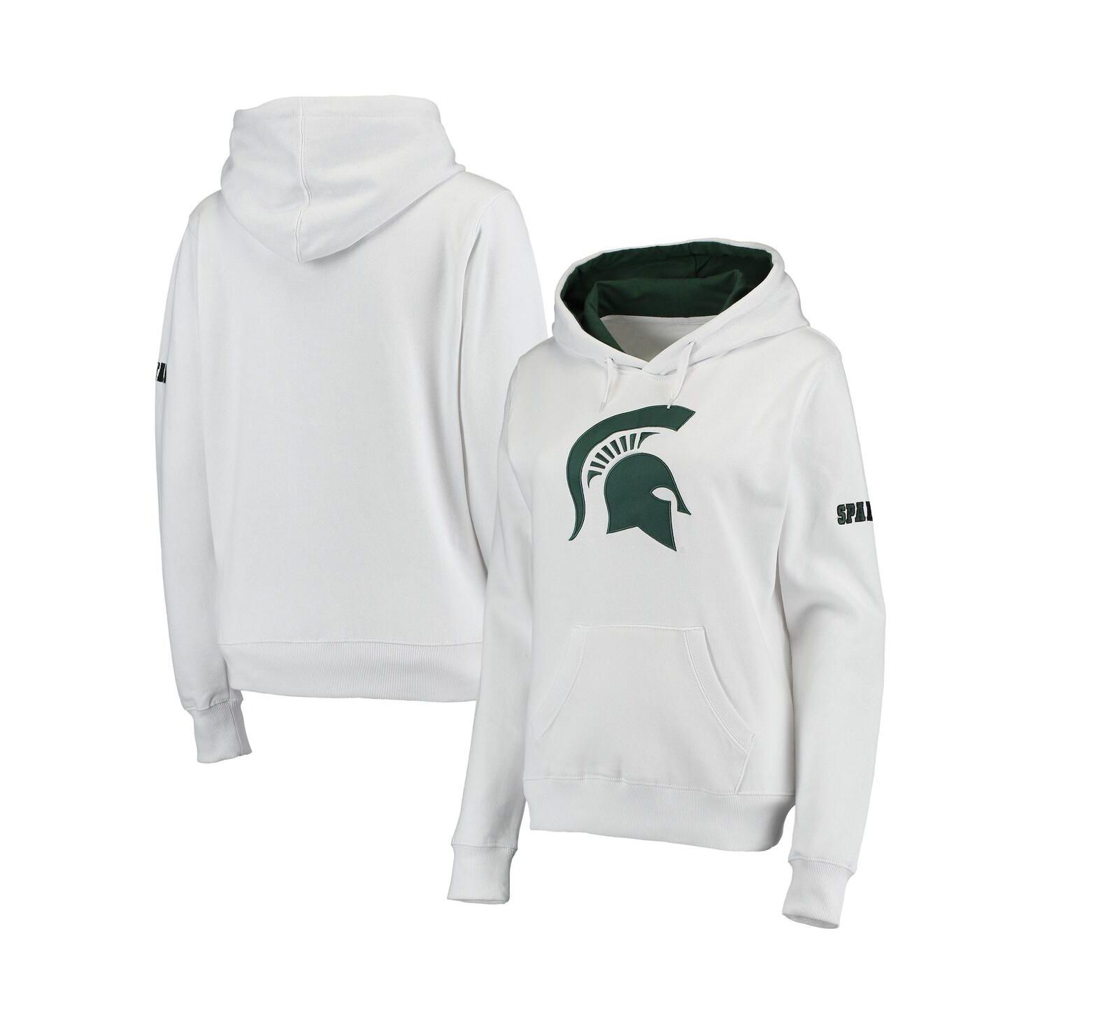 Женская толстовка Stadium Athletic White Michigan State Spartans с большим логотипом