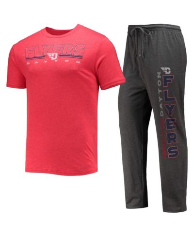 Мужской комплект для сна Concepts Sport: футболка и брюки Heathered Charcoal and Red Dayton Flyers Meter