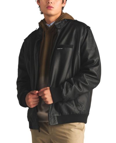 Members Only Men's Faux Leather Iconic Racer Jacket