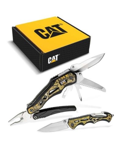 Cat 2 Piece Multi-Tool and Knife Gift Box Set with Real Tree Camo