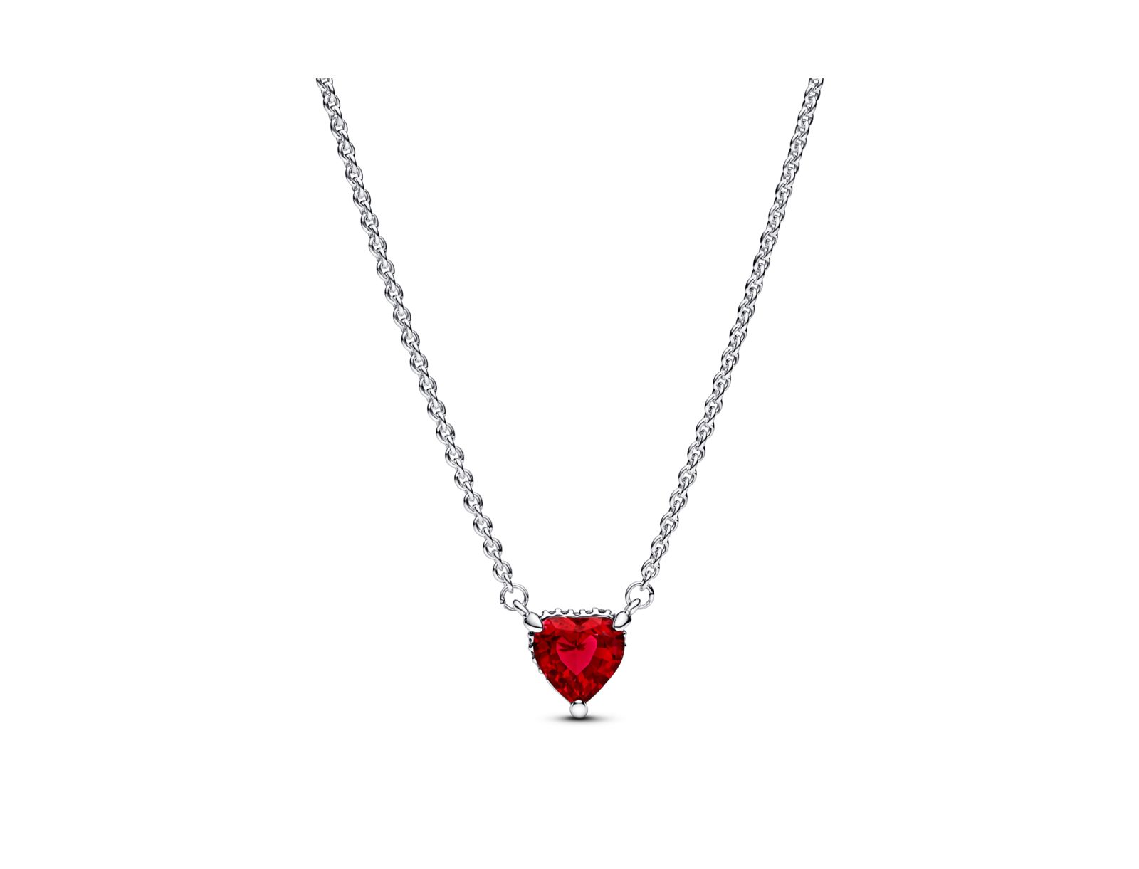 Pandora Timeless Sterling Silver Sparkling Heart Halo Cubic Zirconia Pendant Collier Necklace