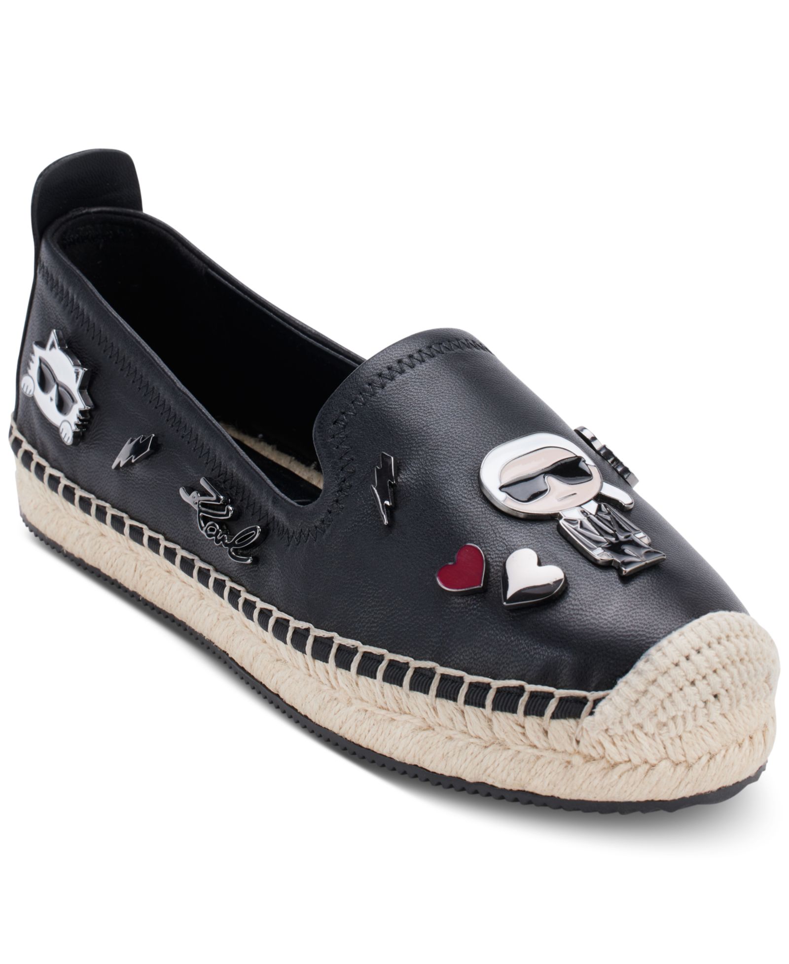 KARL LAGERFELD PARIS Women's Michaela Embellished Slip-On Espadrille Flats