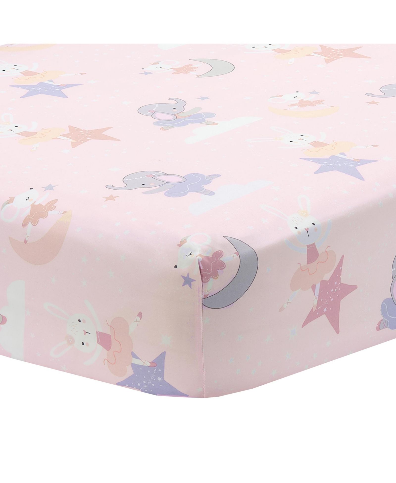 Bedtime Originals Tiny Dancer Elephant/Bunny Ballet Baby Fitted Crib Sheet - Pink
