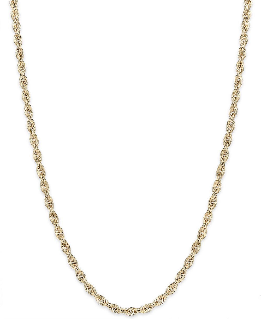 Lightweight Rope Chain 16" Necklace (1-3/4mm) in 14k Yellow Gold