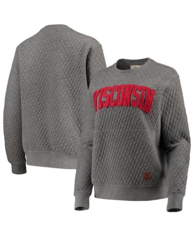 Pressbox Женское стеганое худи Wisconsin Badgers Heather Charcoal