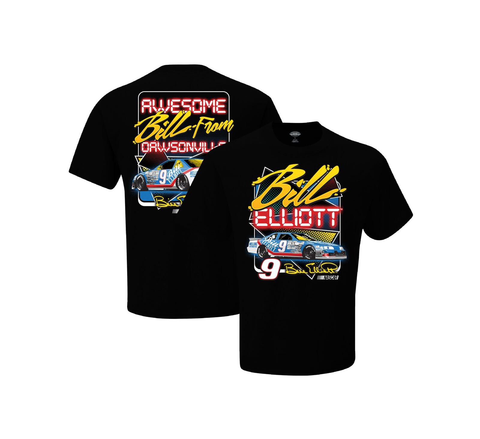 Men's Checkered Flag Sports Black Bill Elliott Dawsonville Two-Sided T-shirt