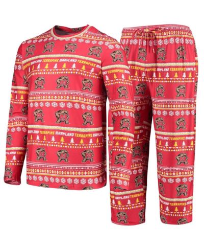 Мужской комплект из футболки с длинным рукавом и брюк Concepts Sport Red Maryland Terrapins Ugly Sweater