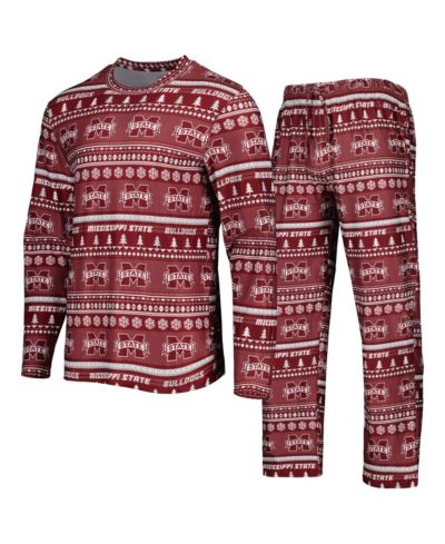 Мужской комплект из футболки с длинным рукавом и брюк Concepts Sport Maroon Mississippi State Bulldogs Swivel