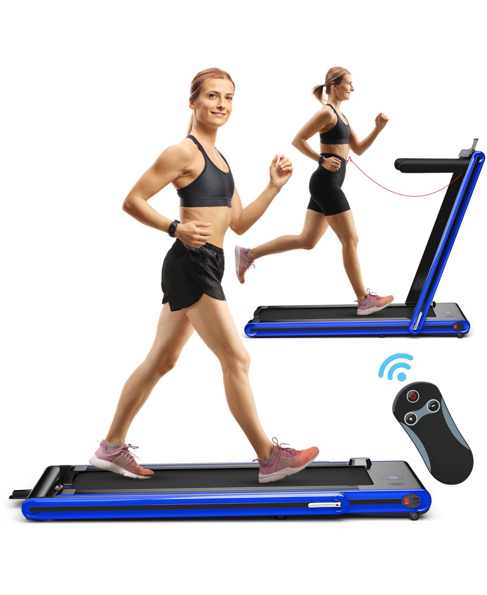 2-in-1 Folding Treadmill 2.25HP Jogging Machine w/ Dual LED Display