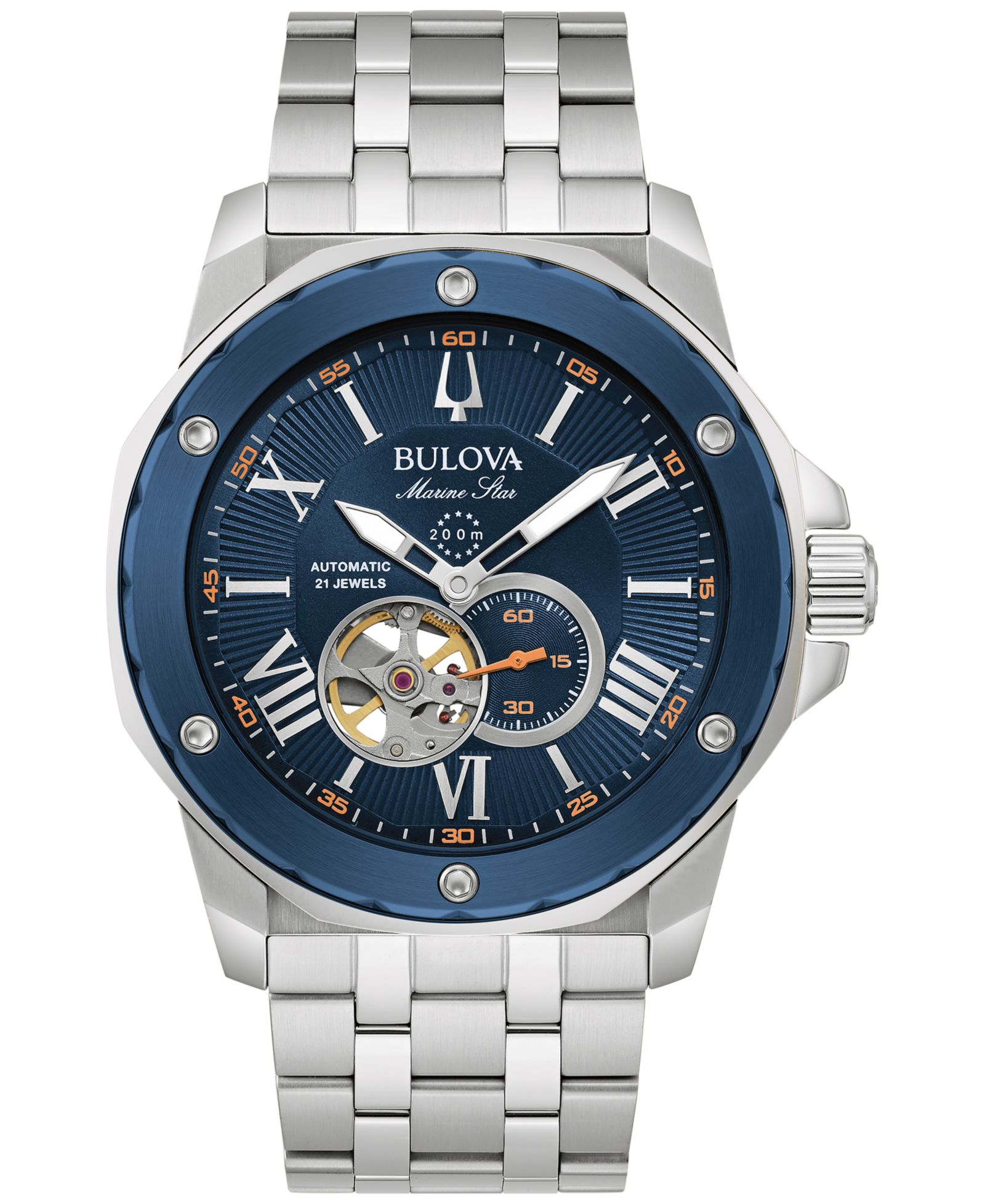 Bulova Men's Automatic Marine Star Stainless Steel Bracelet Watch 45mm