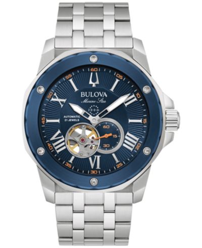 Bulova Men's Automatic Marine Star Stainless Steel Bracelet Watch 45mm