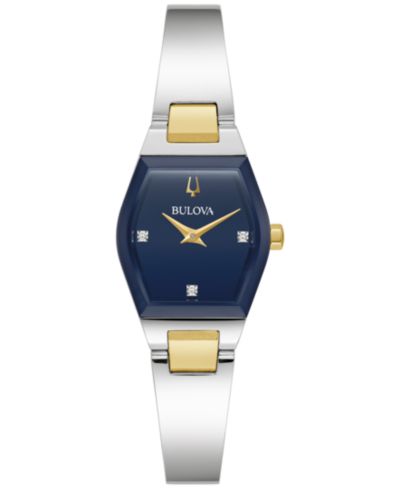 Bulova Women's Modern Gemini Diamond Accent Stainless Steel Bangle Bracelet Watch 23mm