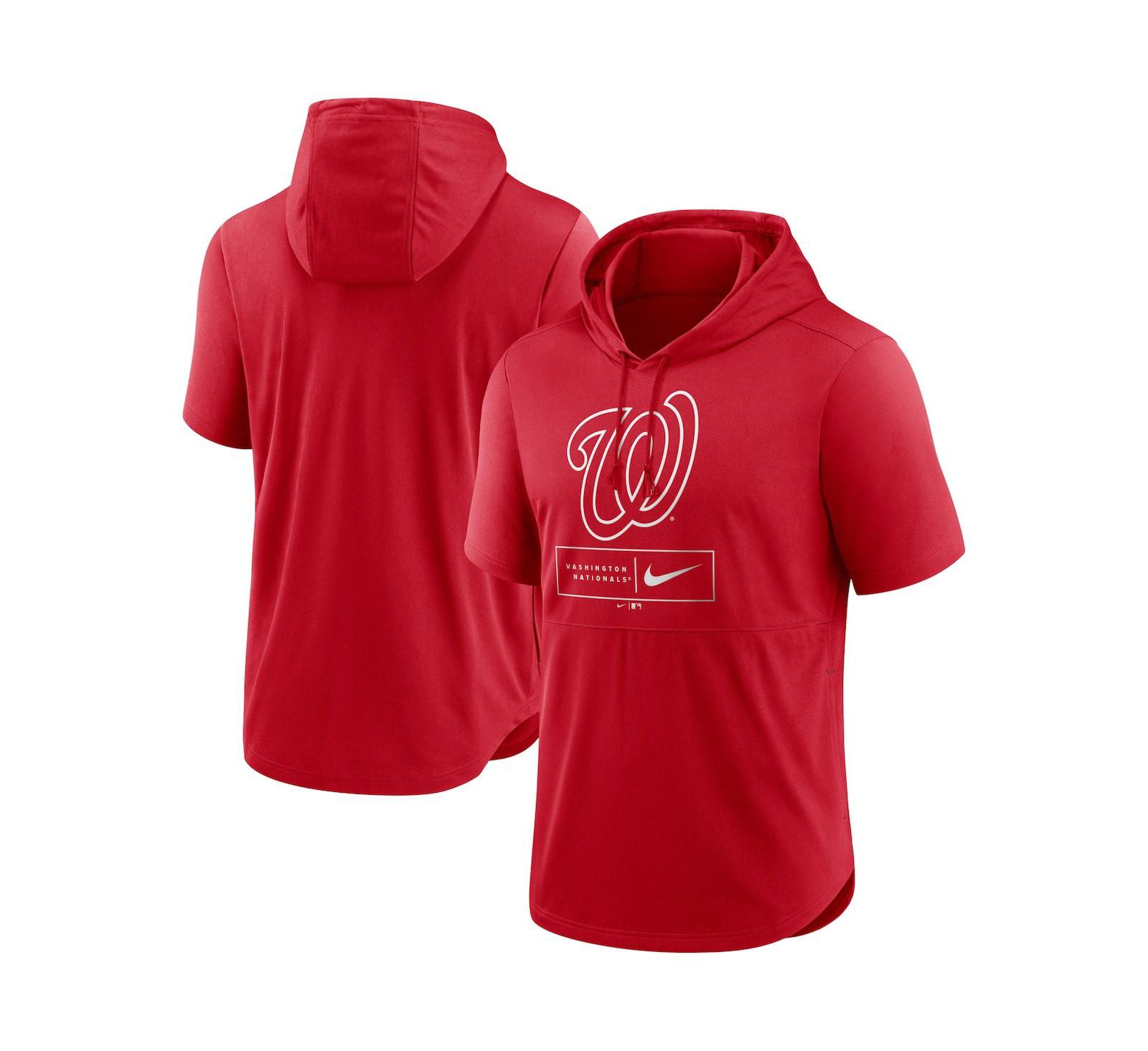 Мужское худи Nike Red Washington Nationals Logo Performance Short-Sleeved Pullover