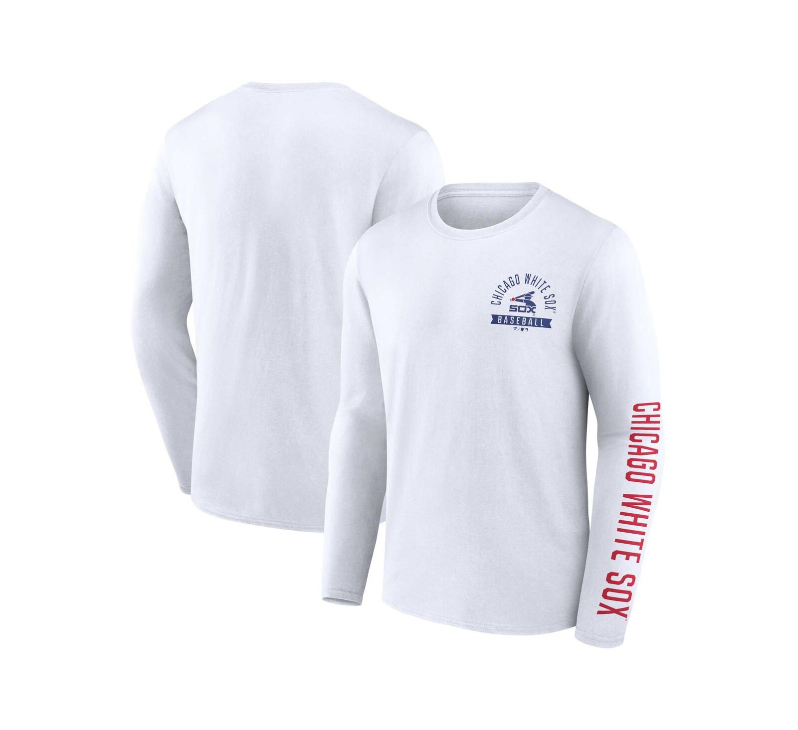 Мужской футболк Fanatics Chicago White Sox Pressbox Long Sleeve White