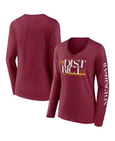 Женская футболка Fanatics Burgundy Washington Commanders Hometown Sweep Long Sleeve V-Neck