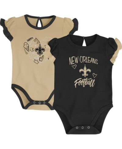 Newborn and Infant Boys and Girls Black, Vegas Gold New Orleans Saints Too Much Love Two-Piece Bodysuit Set
