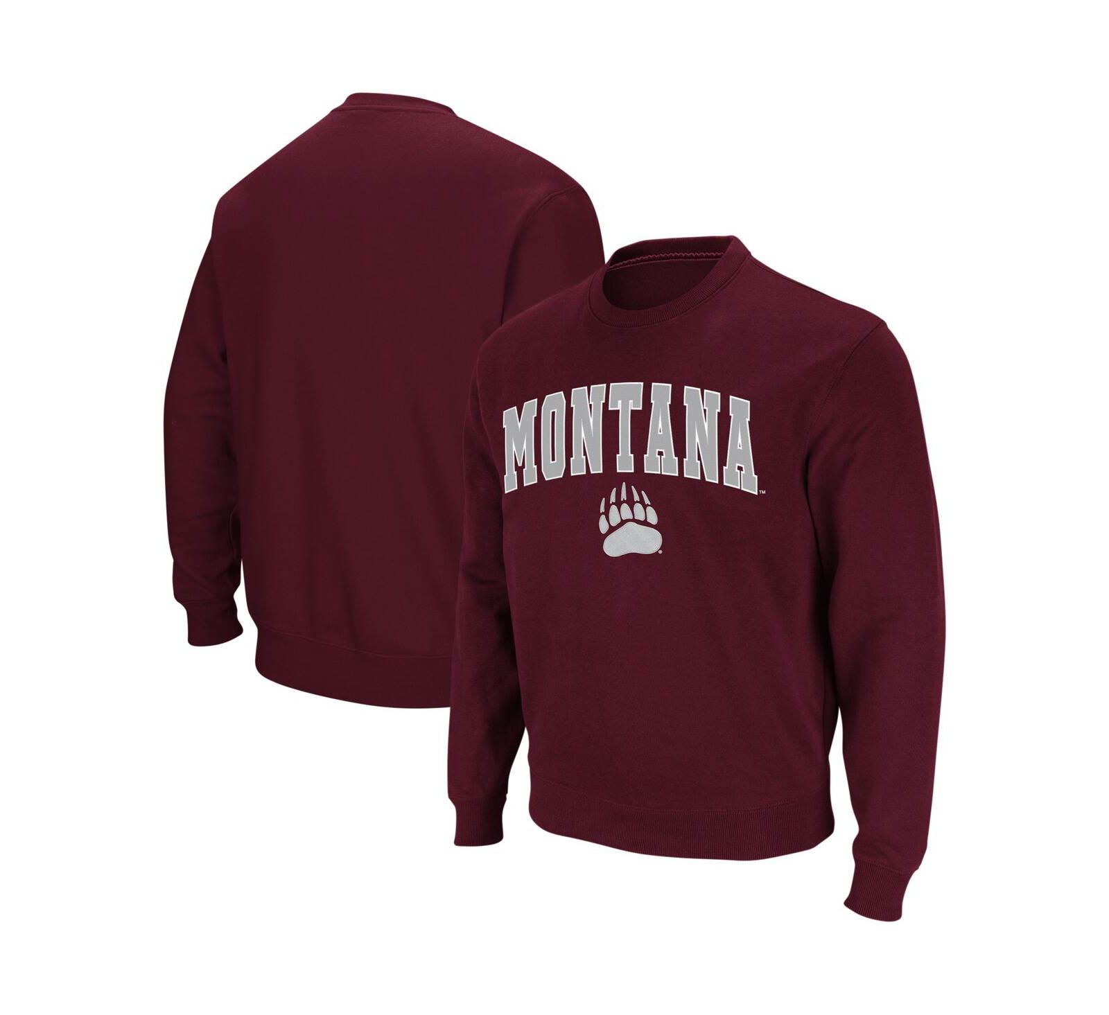 Colosseum Men's Montana Grizzlies Arch and Logo Crew Neck Sweatshirt