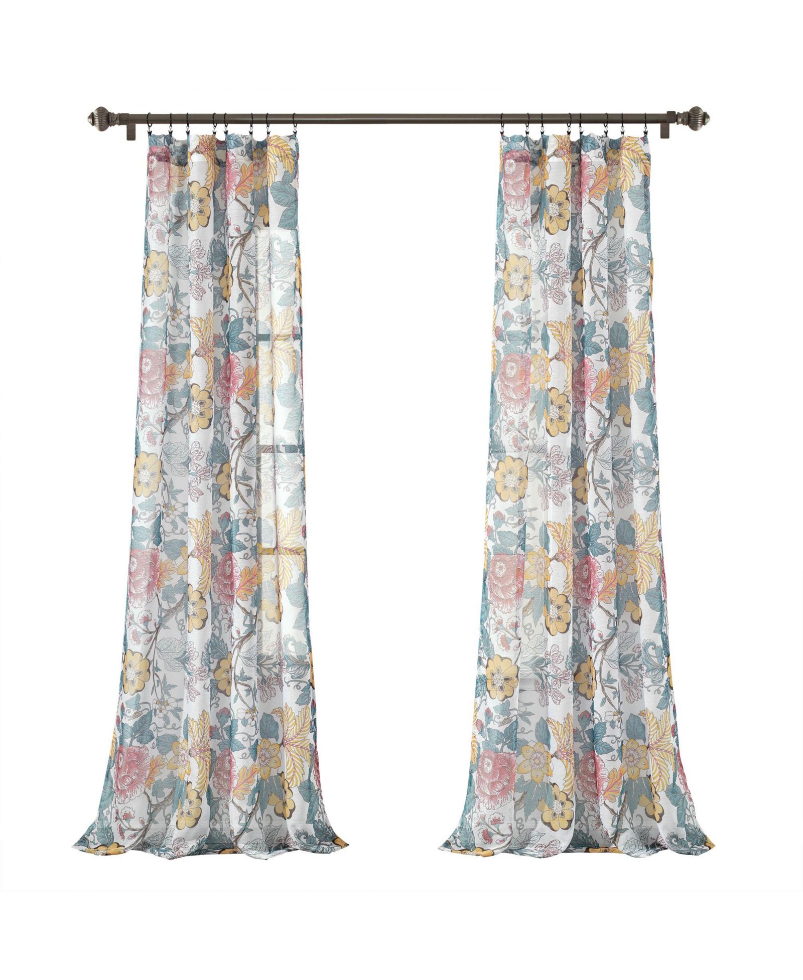 Lush Decor Sydney Sheer Window Curtain Panels Pair 52"W x 84"L  - Floral Bedroom Curtains - Sheer Curtains for Living Room - Drapes