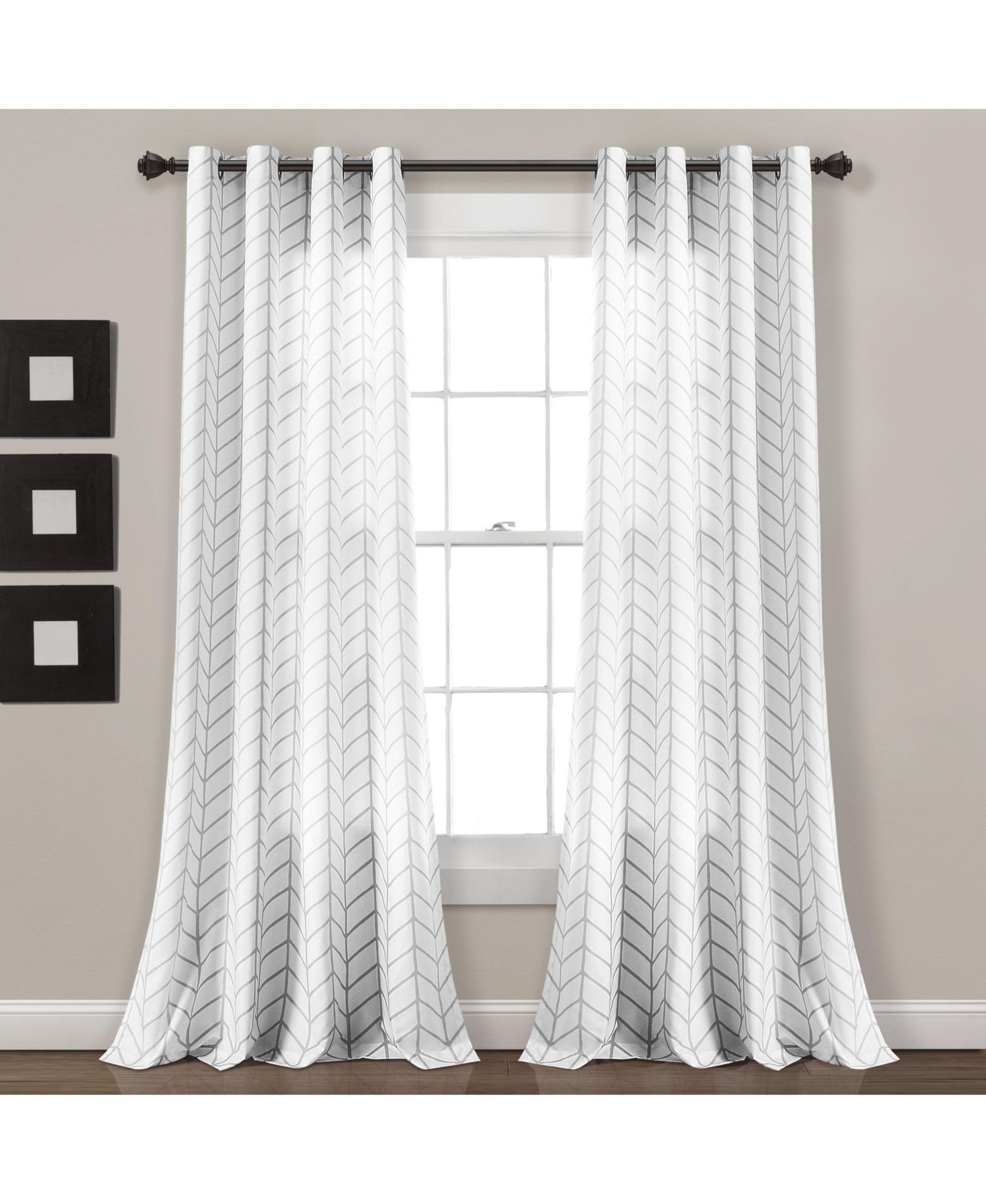 Lush Decor Calia Chevron Geo Light Filtering Window Curtain Panels Pair 52"W x 84"L