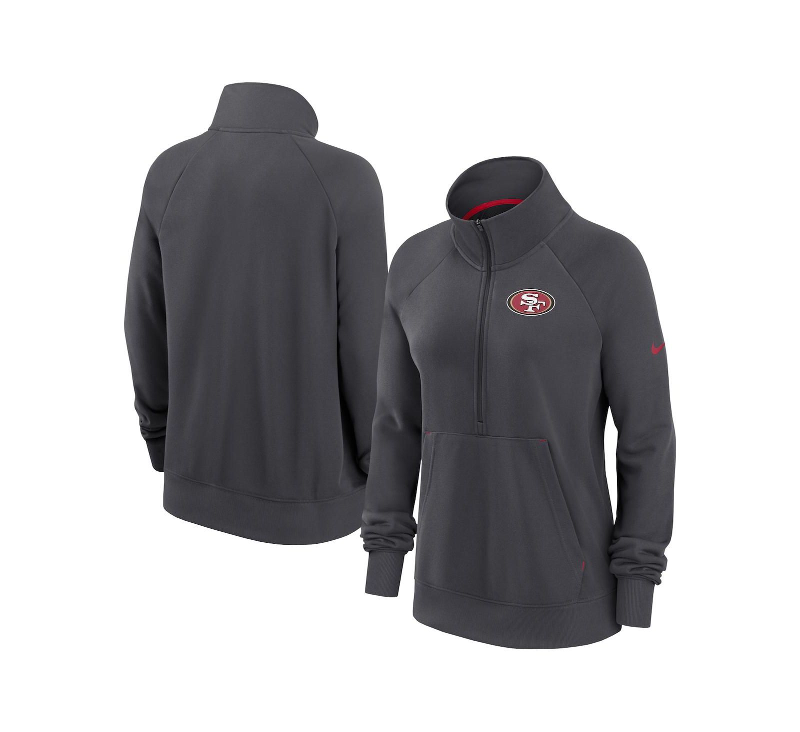 Women's Nike Charcoal San Francisco 49ers Premium Raglan Performance Half-Zip Sweatshirt