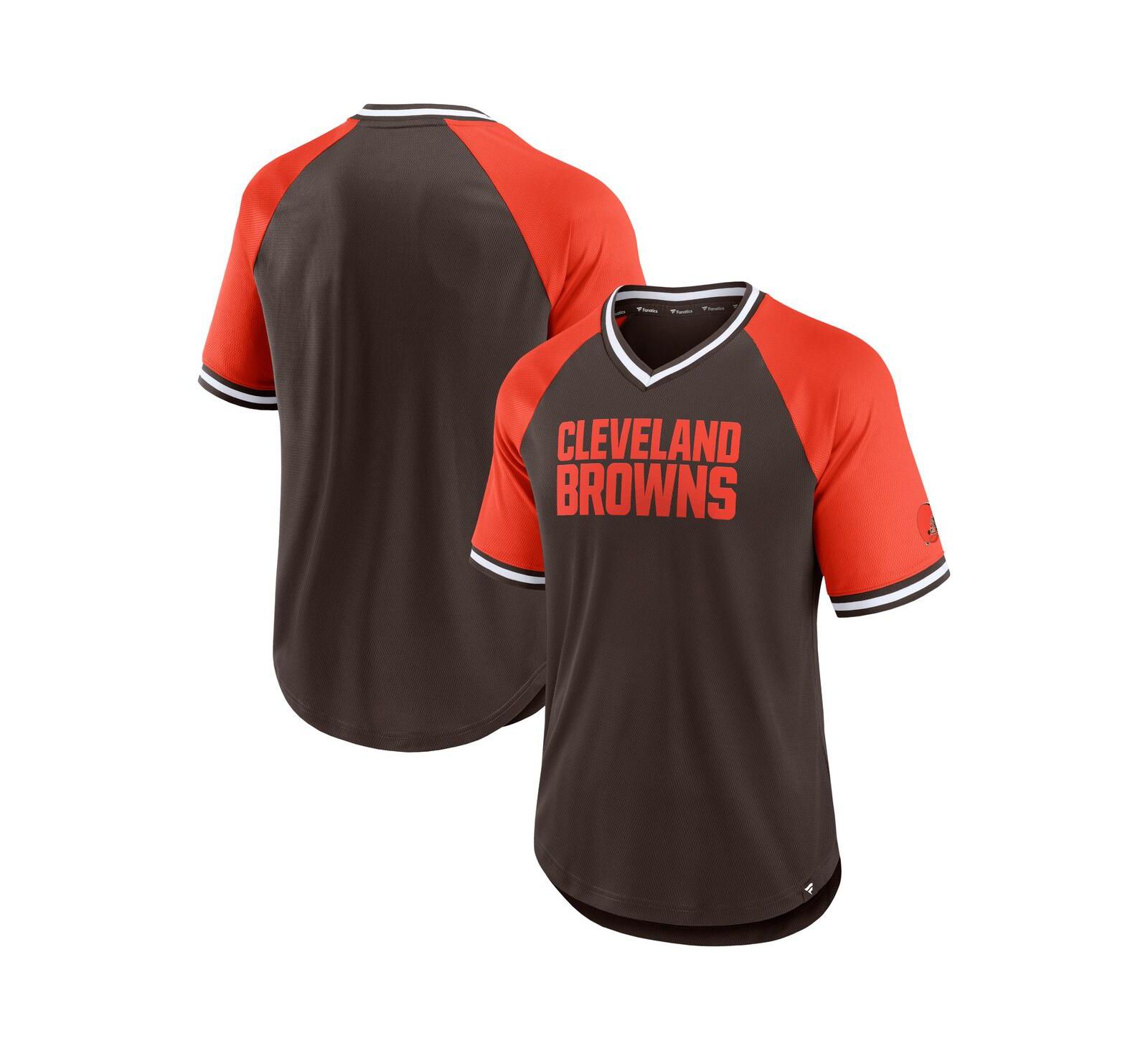 Мужская футболка Fanatics Cleveland Browns Second Wind Raglan V-Neck, коричневая и оранжевая