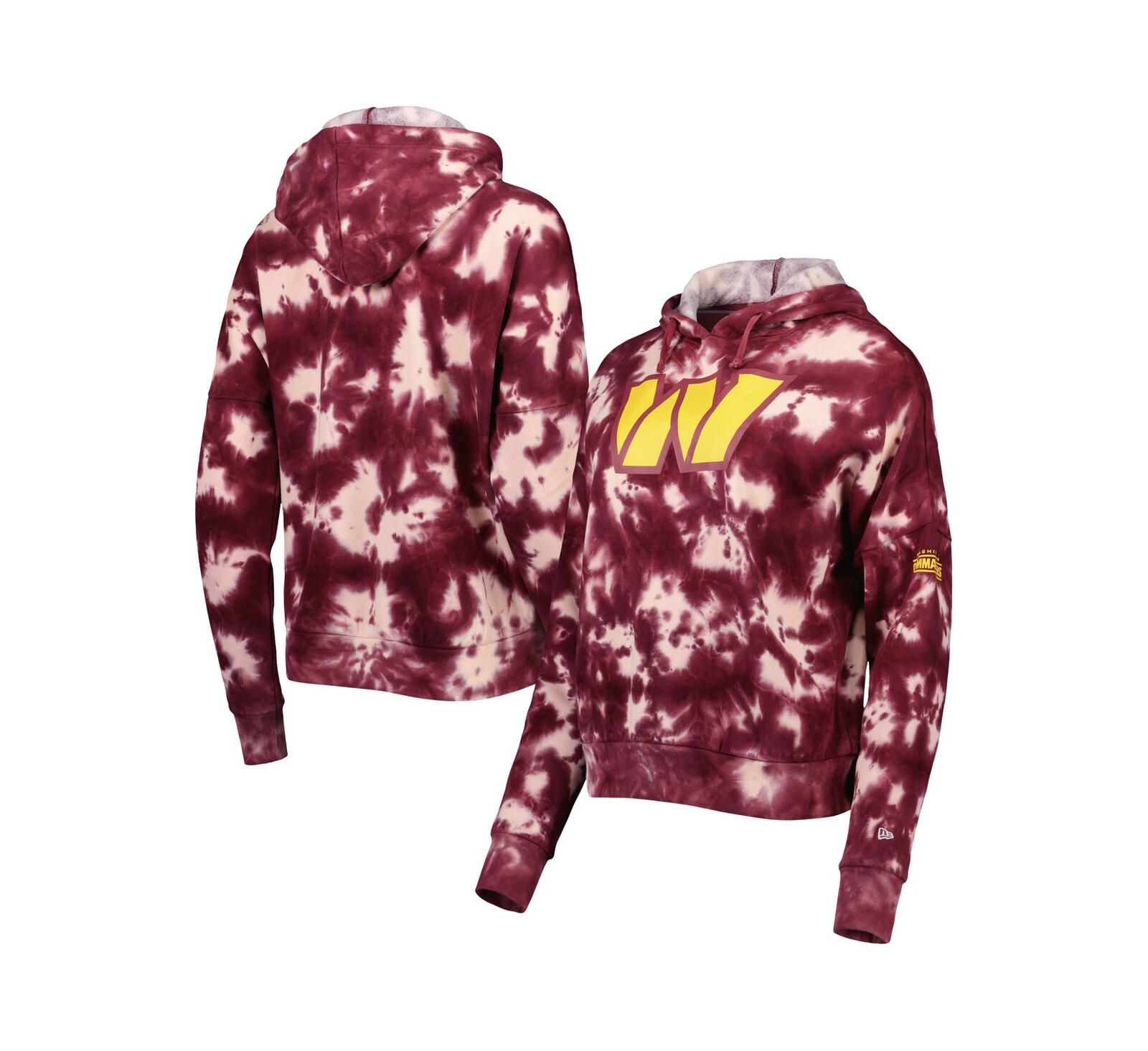 Женское худи New Era Burgundy Washington Commanders Cloud Dye Fleece Pullover