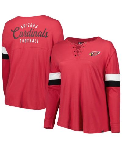 Женская футболка New Era Cardinal Arizona Cardinals Plus Size Athletic Varsity Lace-Up V-Neck с длинным рукавом