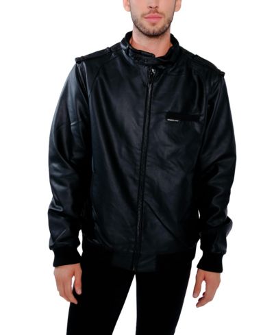 Men's Big & Tall Faux Leather Iconic Racer Jacket