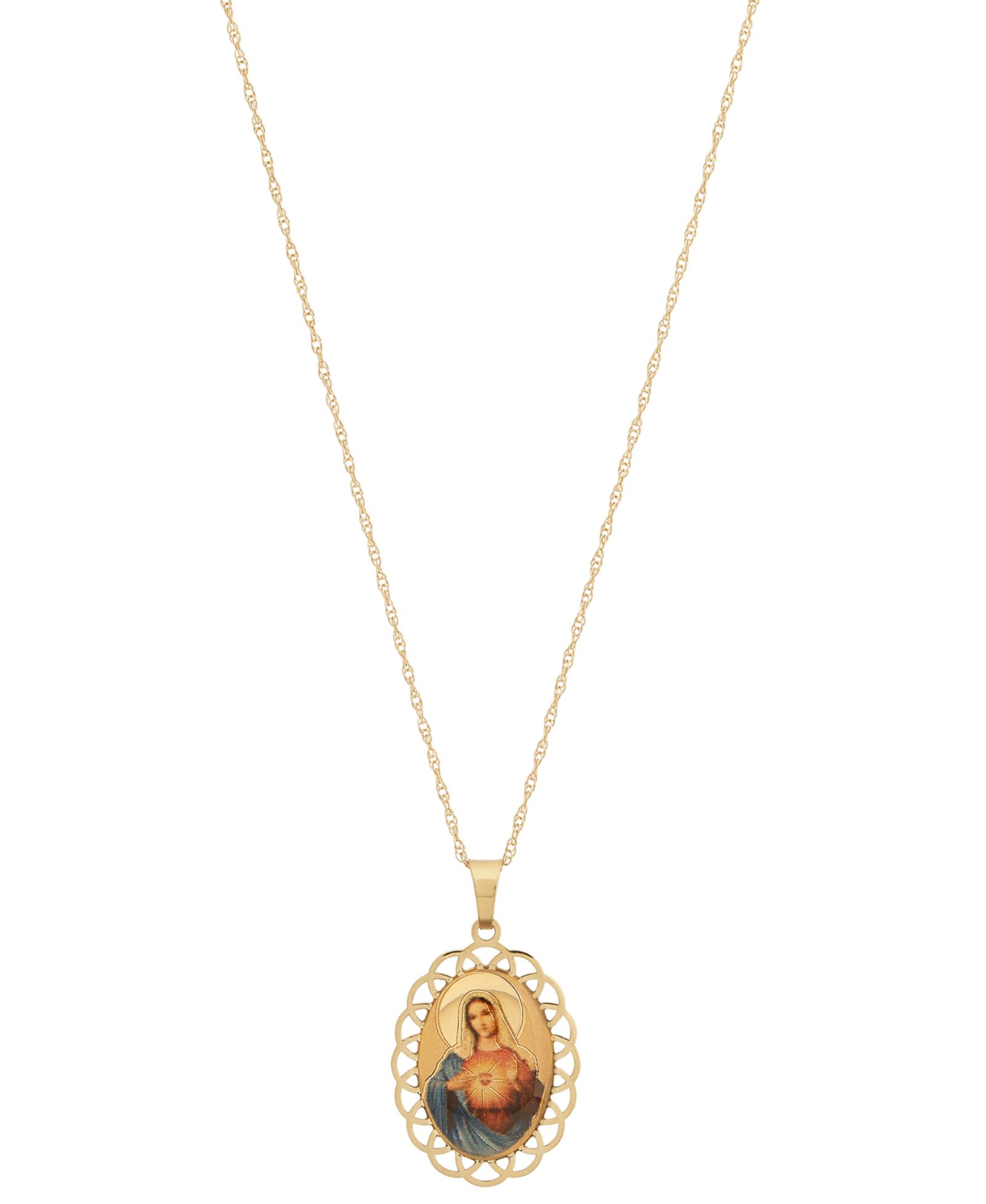 Подвеска-ожерелье Virgin Mary Medallion & Prayer 18" из золота 10k