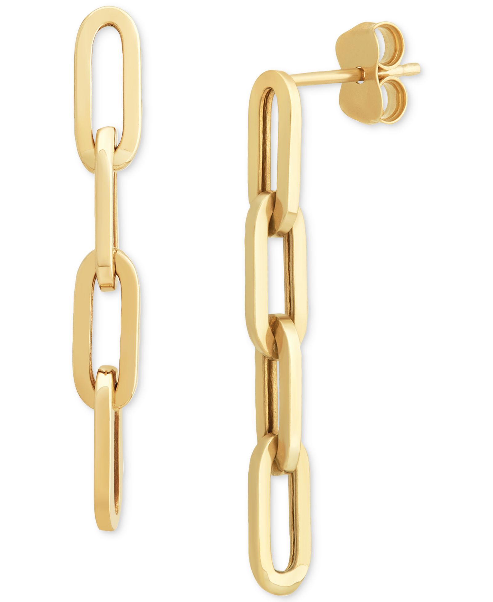 Серьги-подвески Polished Oval Paperclip Link Drop в 10k Gold