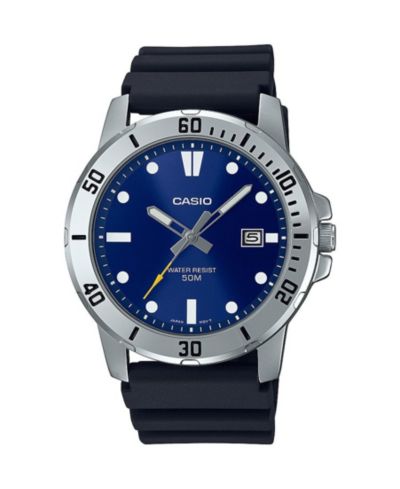 Casio Men's Three-Hand Black Resin Watch 45mm, MTPVD01-2EV