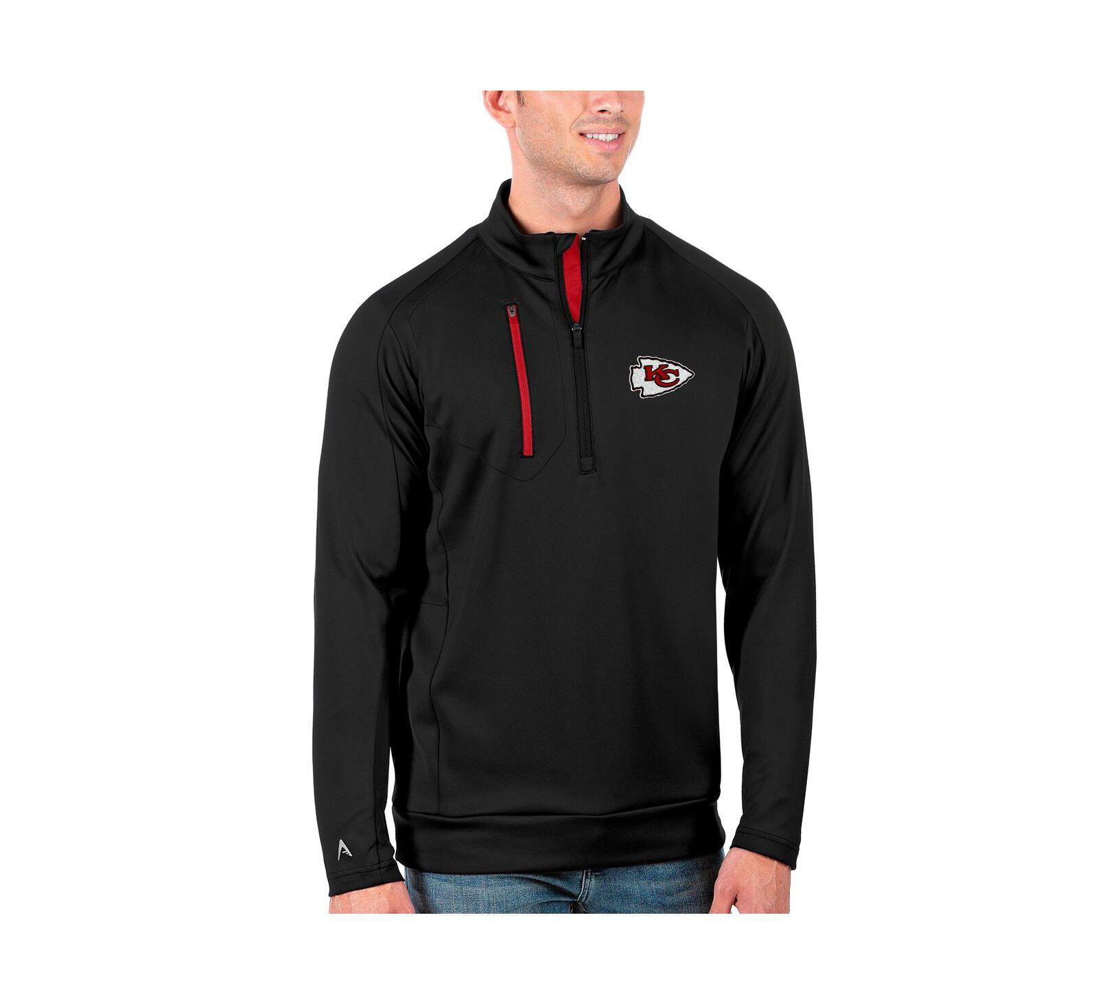 Antigua Men's Black/Red Kansas City Chiefs Generation Quarter-Zip Pullover Jacket