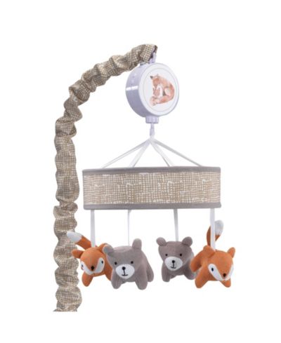 Lambs & Ivy музыкальная мобиль для детской кроватки Painted Forest Gray/Beige Fox and Bear