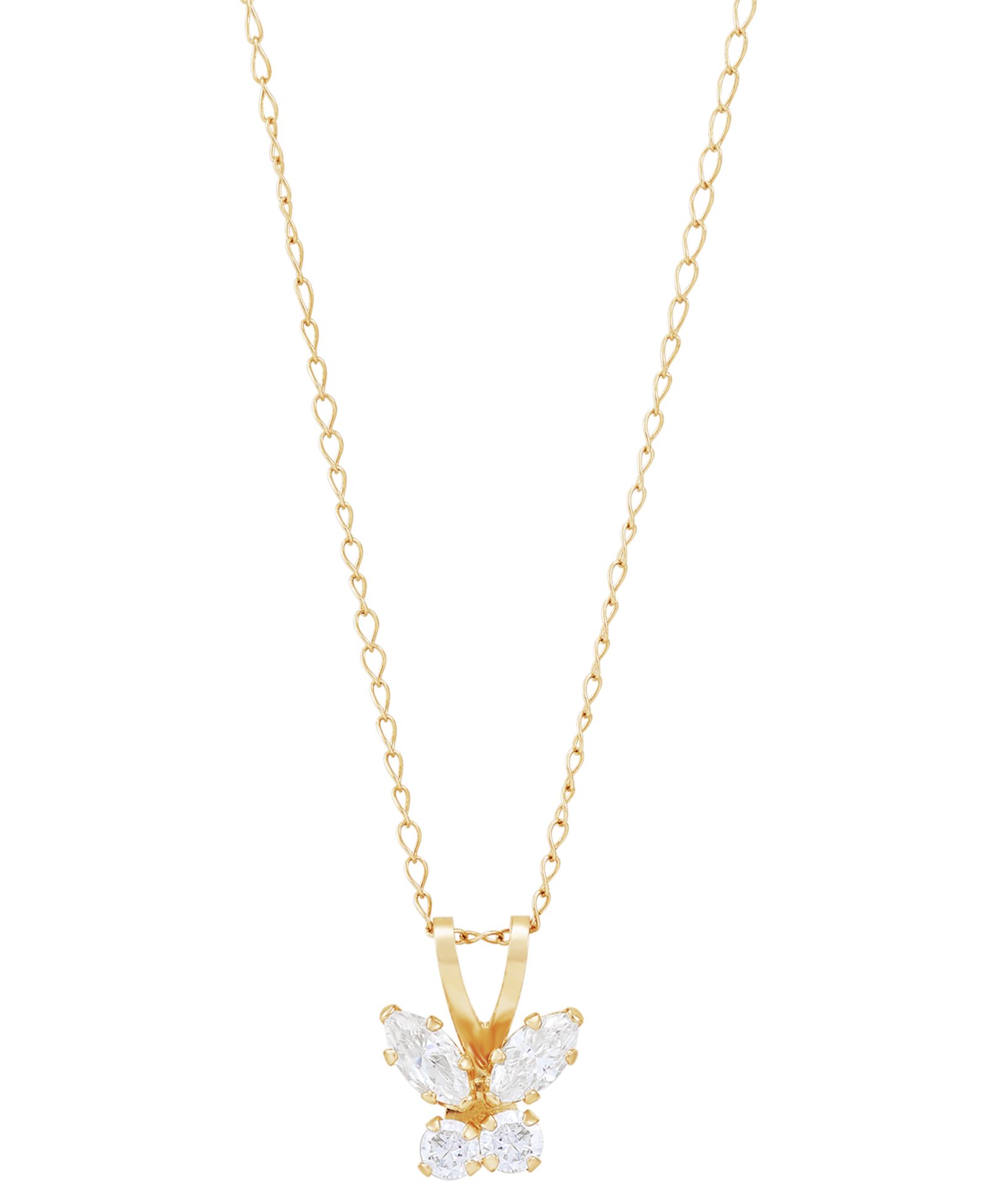 Детская подвеска-кулон с бабочкой из фианитов 15" в 14k Gold