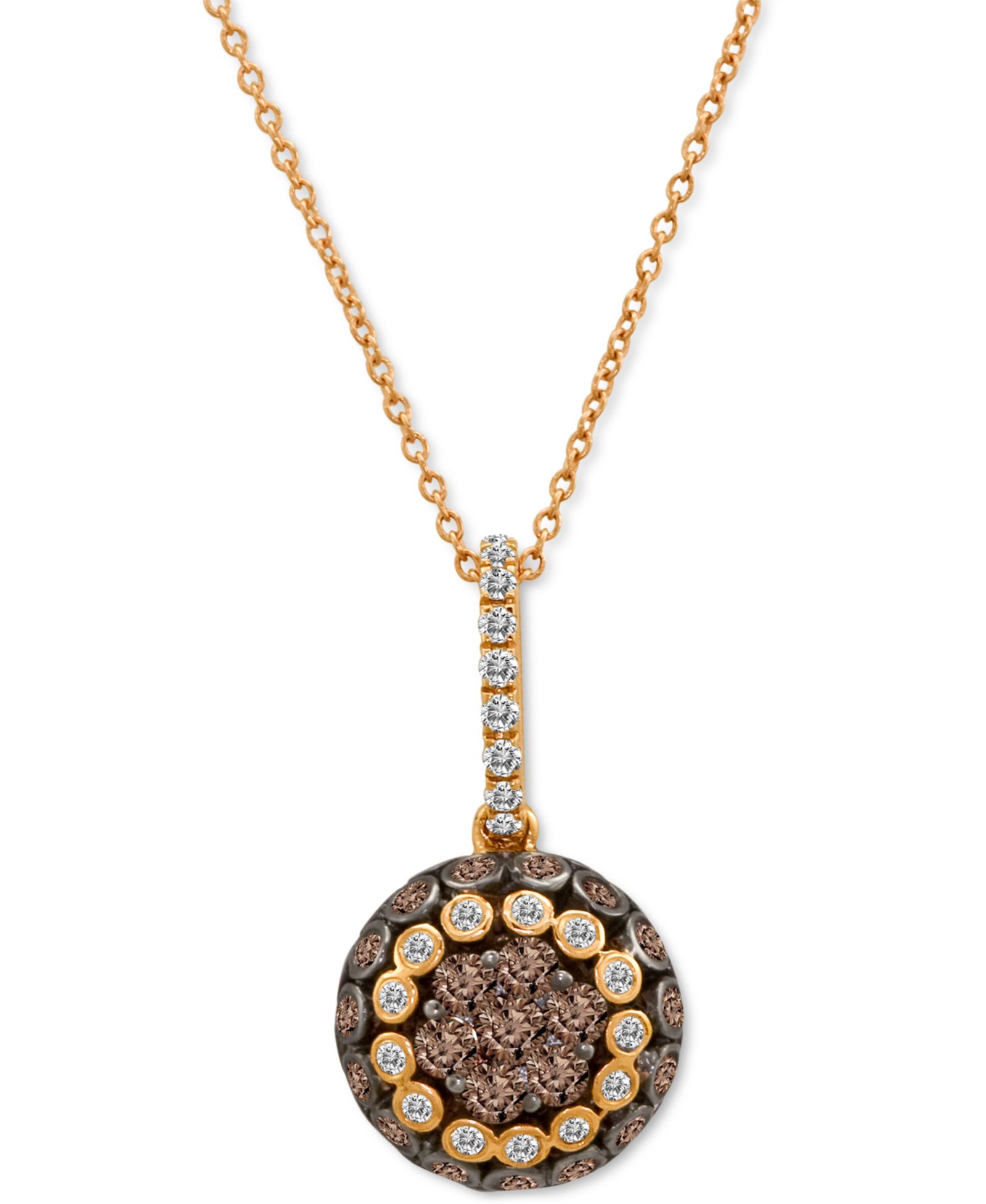 Подвеска Le Vian® Chocolate & Vanilla Diamond Oval Halo 18" в 14k Rose Gold