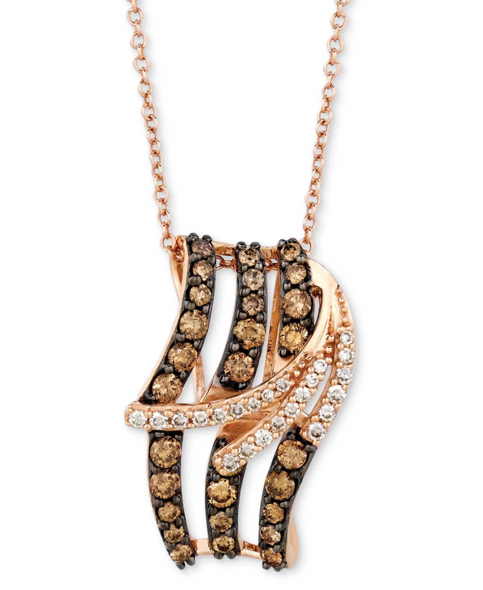 Подвеска Le Vian® Chocolate Diamond (5/8 ct. t.w.) & Vanilla Diamond (1/8 ct. t.w.) Abstract Swirl 18" в 14k Rose Gold