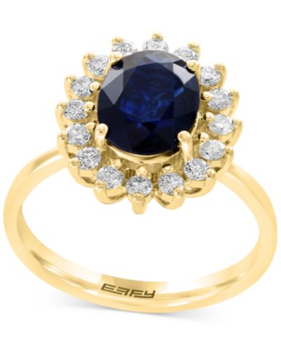 EFFY® Кольцо Halo Sapphire & Diamond в 14k Gold