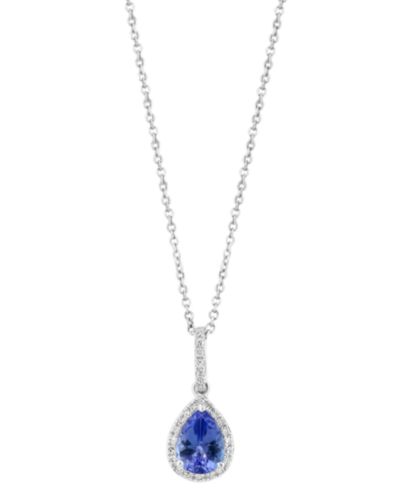 Подвеска-ожерелье EFFY® Tanzanite & Diamond Pear Halo 18" из стерлингового серебра