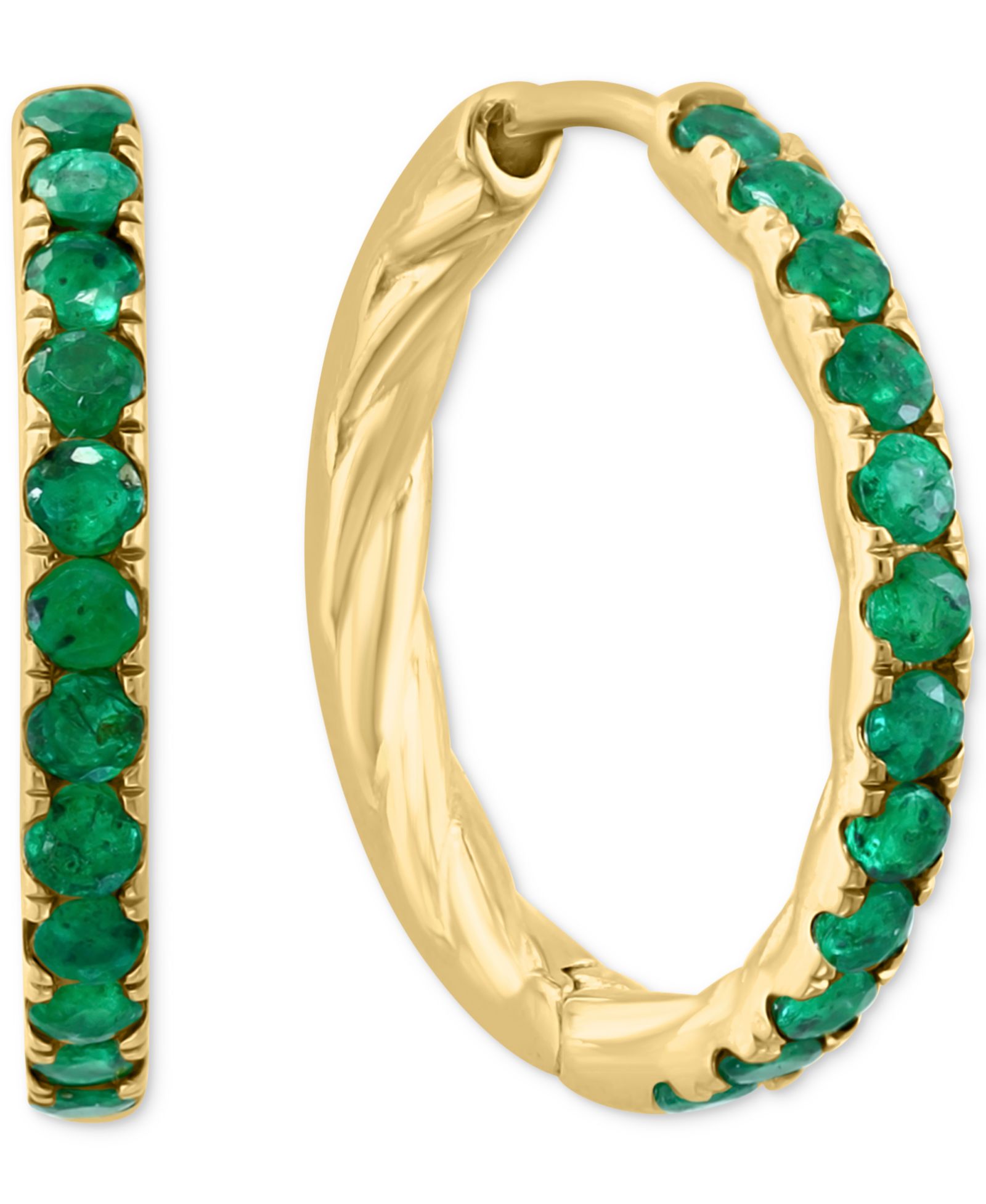 Серьги-кольца EFFY® Emerald Small Hoop (7/8 ct. t.w.) в Gold-Plated Sterling Silver, 0.5"