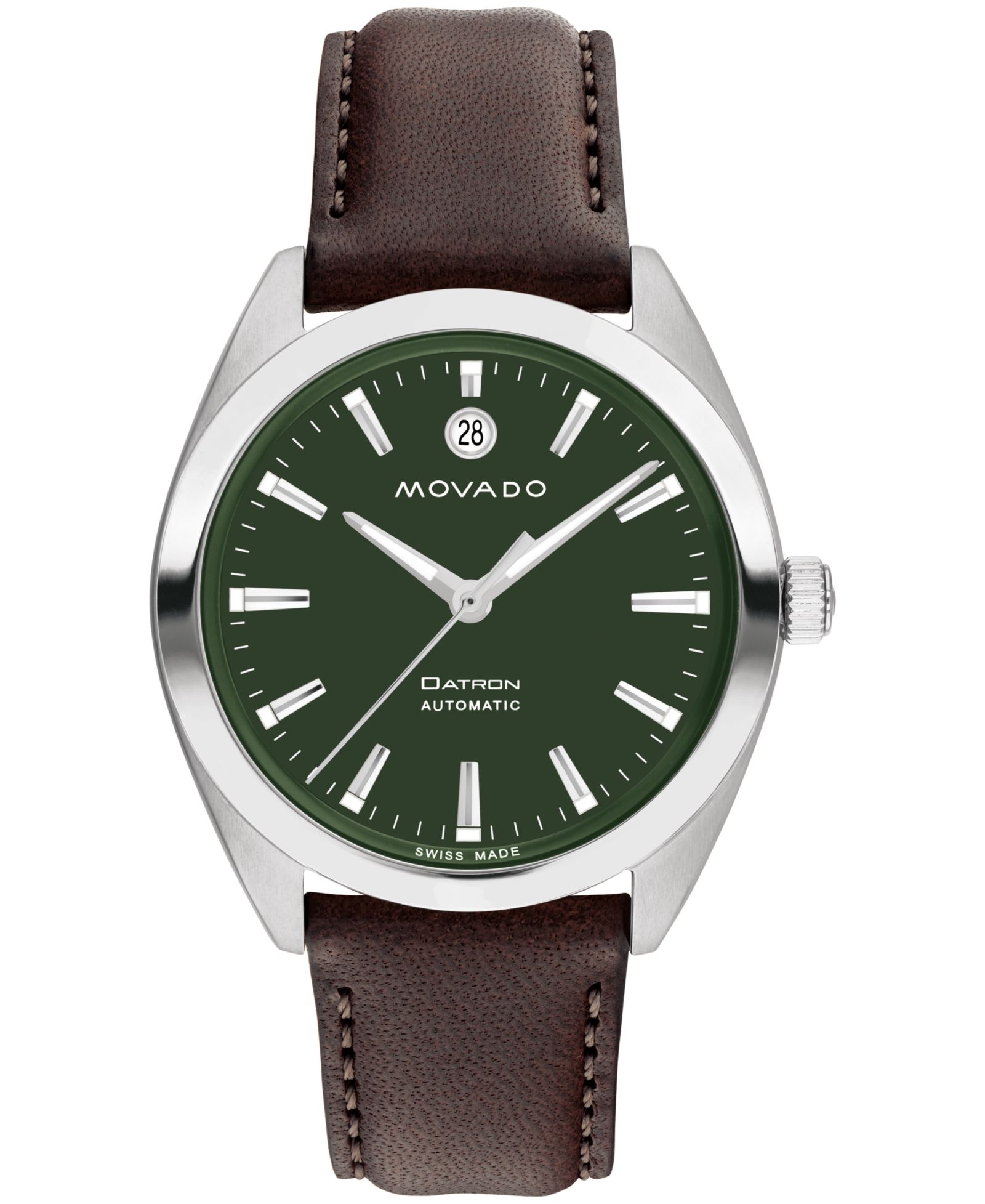 Мужские часы Movado Datron Automatic с кожаным ремешком 40mm