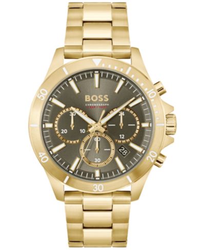 Hugo Boss Мужские кварцевые часы Troper Chronograph, золотистая сталь, 45mm