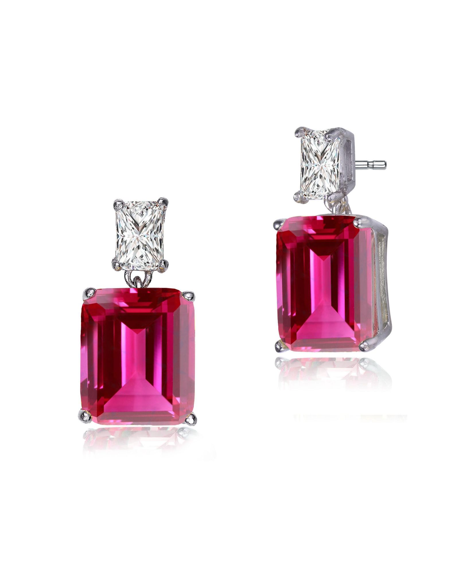Genevive Brilliant CZ Drop Stud Earrings