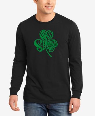 LA Pop Art Мужская футболка с длинным рукавом St. Patrick's Day Shamrock Word Art