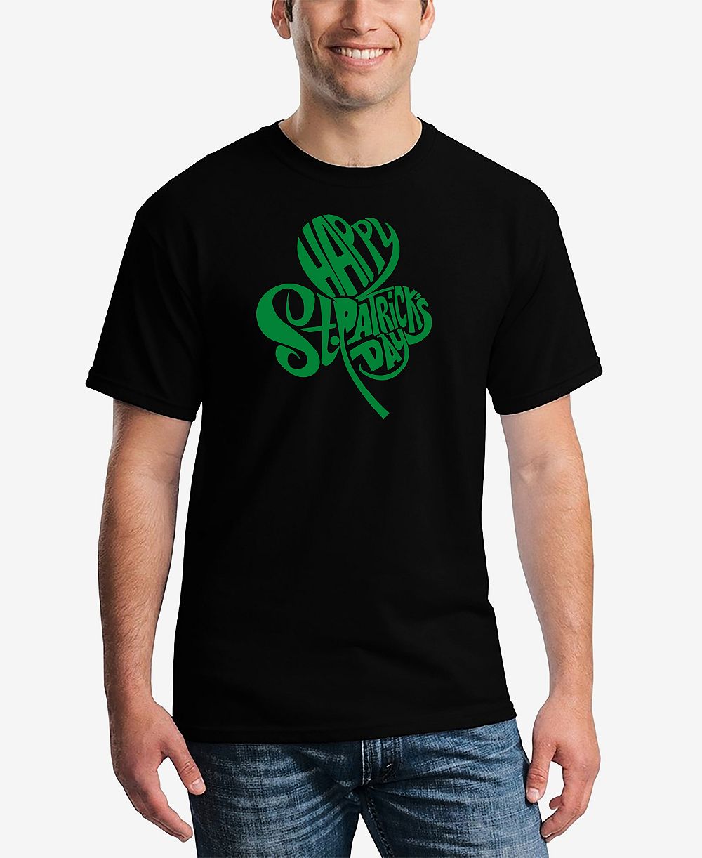 LA Pop Art Men's St. Patrick's Day Shamrock Word Art Graphic T-shirt